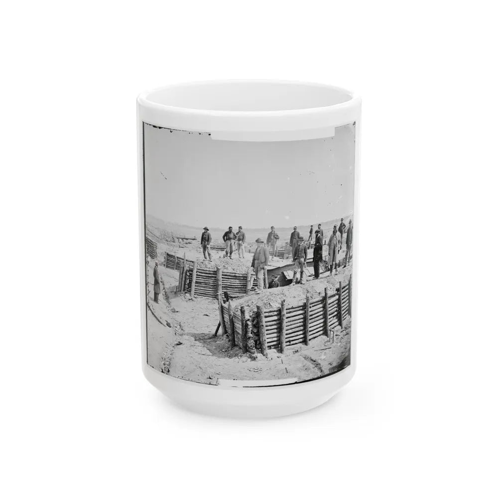 Petersburg, Va. Breastworks Of The Confederate Fort Mahone ( Fort Damnation ) (U.S. Civil War) White Coffee Mug-15oz-Go Mug Yourself