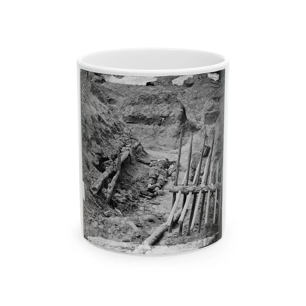 Petersburg, Va. Dead Confederate Soldier, In Trench Beyond A Section Of Chevaux-De-Frise (U.S. Civil War) White Coffee Mug-11oz-Go Mug Yourself