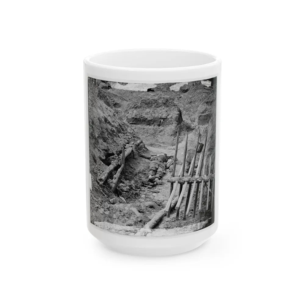 Petersburg, Va. Dead Confederate Soldier, In Trench Beyond A Section Of Chevaux-De-Frise (U.S. Civil War) White Coffee Mug-15oz-Go Mug Yourself