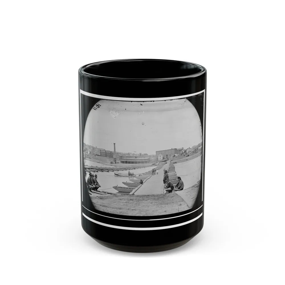 Petersburg, Va. Pontoon Bridges Across The Appomattox River (U.S. Civil War) Black Coffee Mug-15oz-Go Mug Yourself