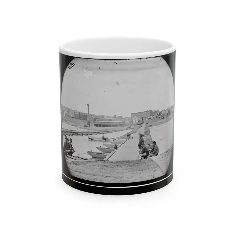 Petersburg, Va. Pontoon Bridges Across The Appomattox River (U.S. Civil War) White Coffee Mug-11oz-Go Mug Yourself