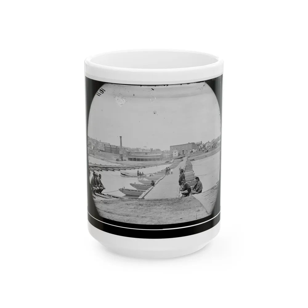 Petersburg, Va. Pontoon Bridges Across The Appomattox River (U.S. Civil War) White Coffee Mug-15oz-Go Mug Yourself