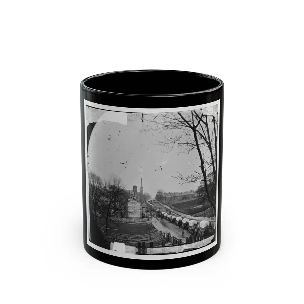 Petersburg, Va. The First Federal Wagon Train Entering The Town (U.S. Civil War) Black Coffee Mug-11oz-Go Mug Yourself