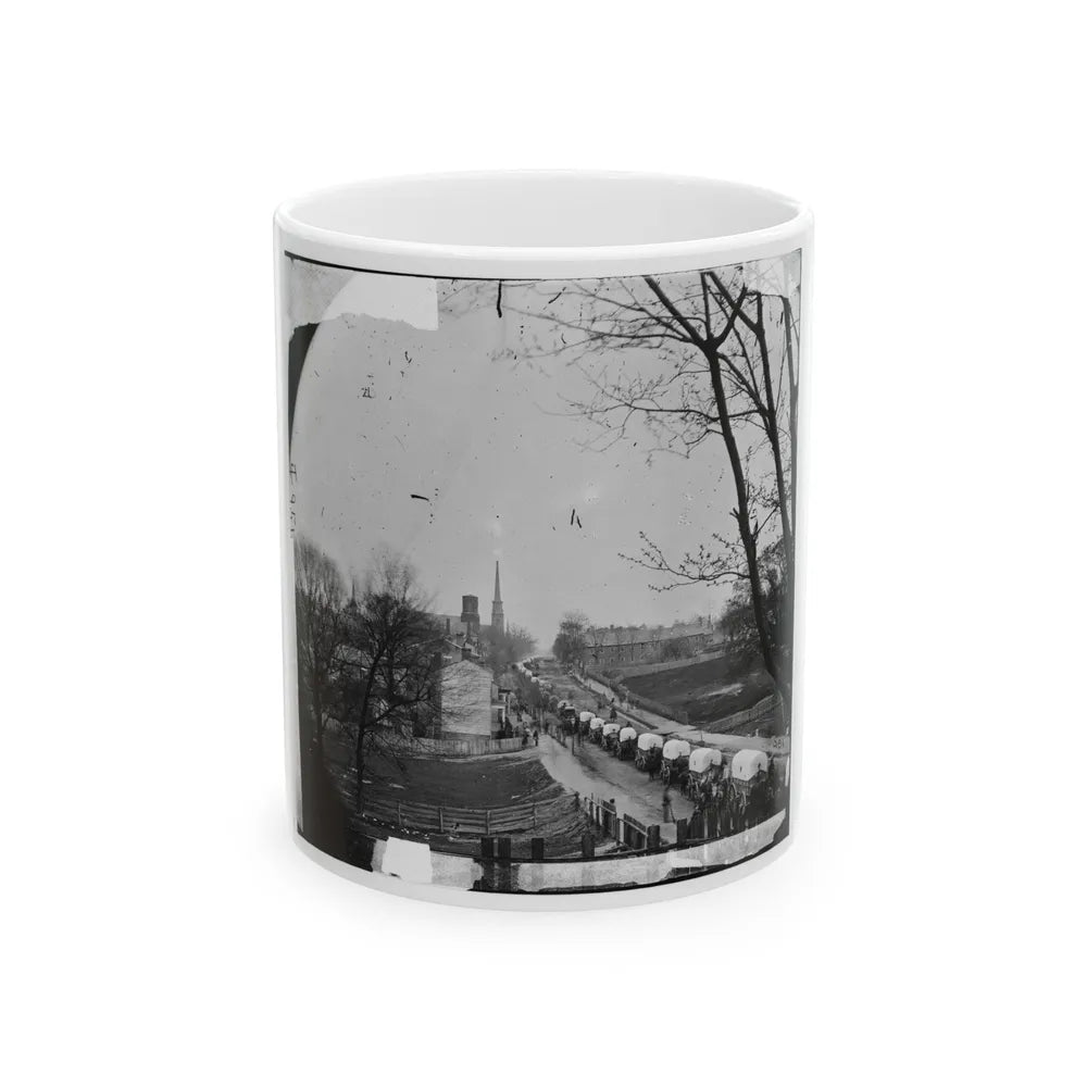 Petersburg, Va. The First Federal Wagon Train Entering The Town (U.S. Civil War) White Coffee Mug-11oz-Go Mug Yourself