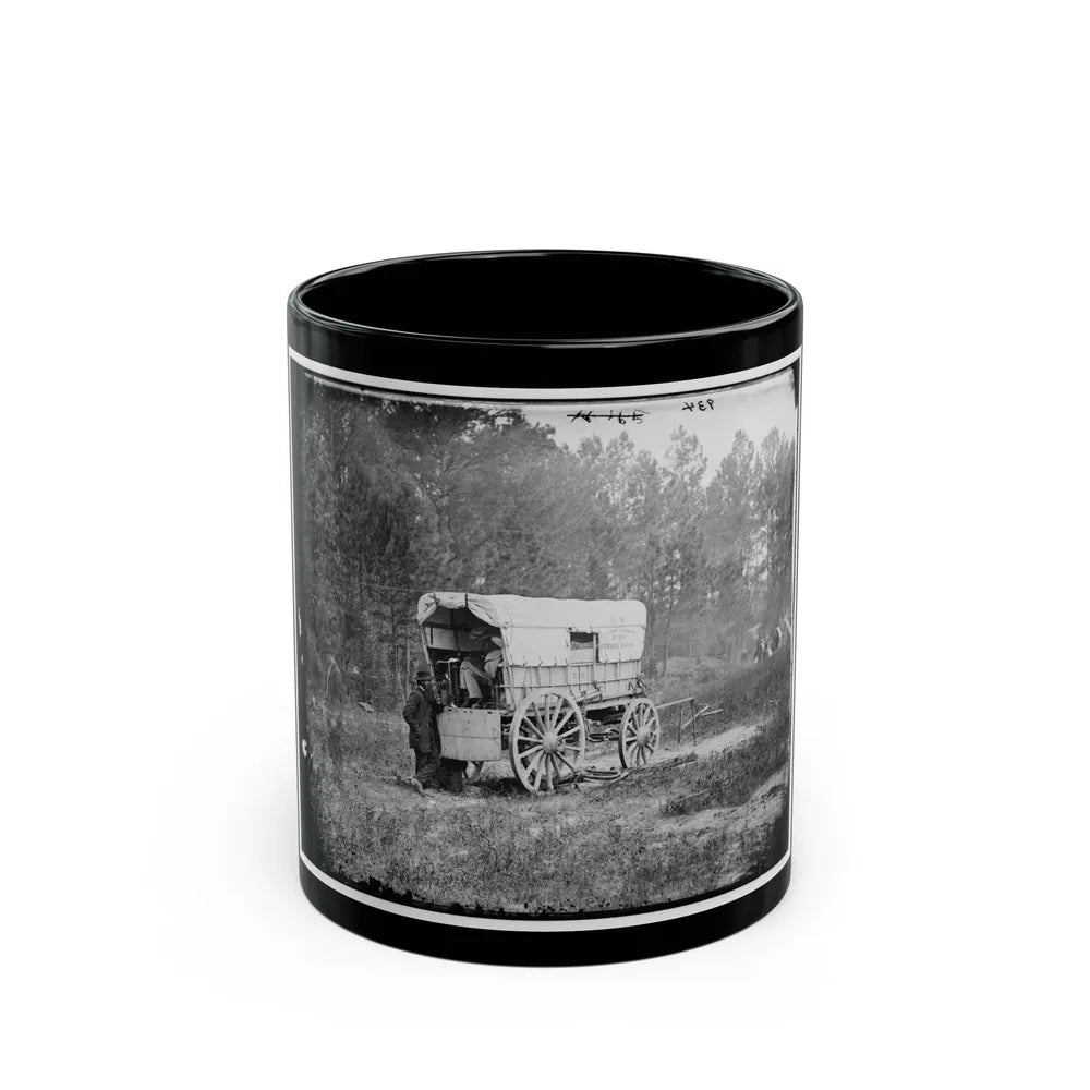 Petersburg, Va. U.S. Military Telegraph Battery Wagon, Army Of The Potomac Headquarters (U.S. Civil War) Black Coffee Mug-11oz-Go Mug Yourself