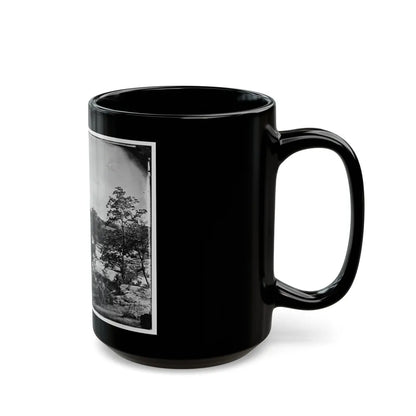 Petersburg, Va., Vicinity. Johnson's Mill On The Appomattox Near Campbell's Bridge; Soldiers Standing On Rocks In The Stream (U.S. Civil War) Black Coffee Mug-Go Mug Yourself