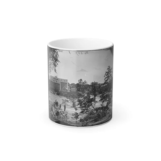 Petersburg, Va., Vicinity. Johnson's Mill on the Appomattox Near Campbell's Bridge; Soldiers Standing on Rocks in the Stream (U.S. Civil War) Color Changing Coffee Mug 11oz-11oz-Go Mug Yourself