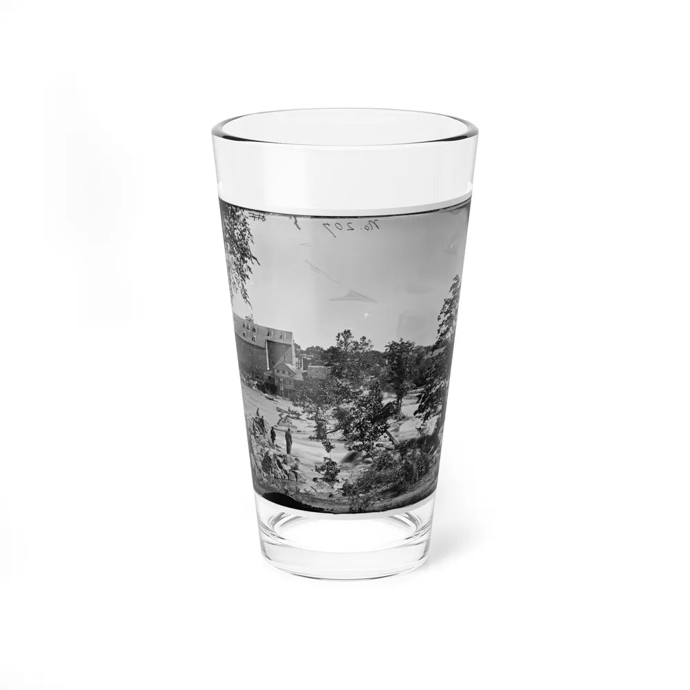 Petersburg, Va., Vicinity. Johnson's Mill On The Appomattox Near Campbell's Bridge; Soldiers Standing On Rocks In The Stream (U.S. Civil War) Pint Glass 16oz-16oz-Go Mug Yourself