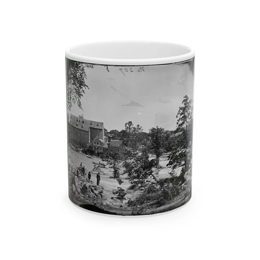 Petersburg, Va., Vicinity. Johnson's Mill On The Appomattox Near Campbell's Bridge; Soldiers Standing On Rocks In The Stream (U.S. Civil War) White Coffee Mug-11oz-Go Mug Yourself