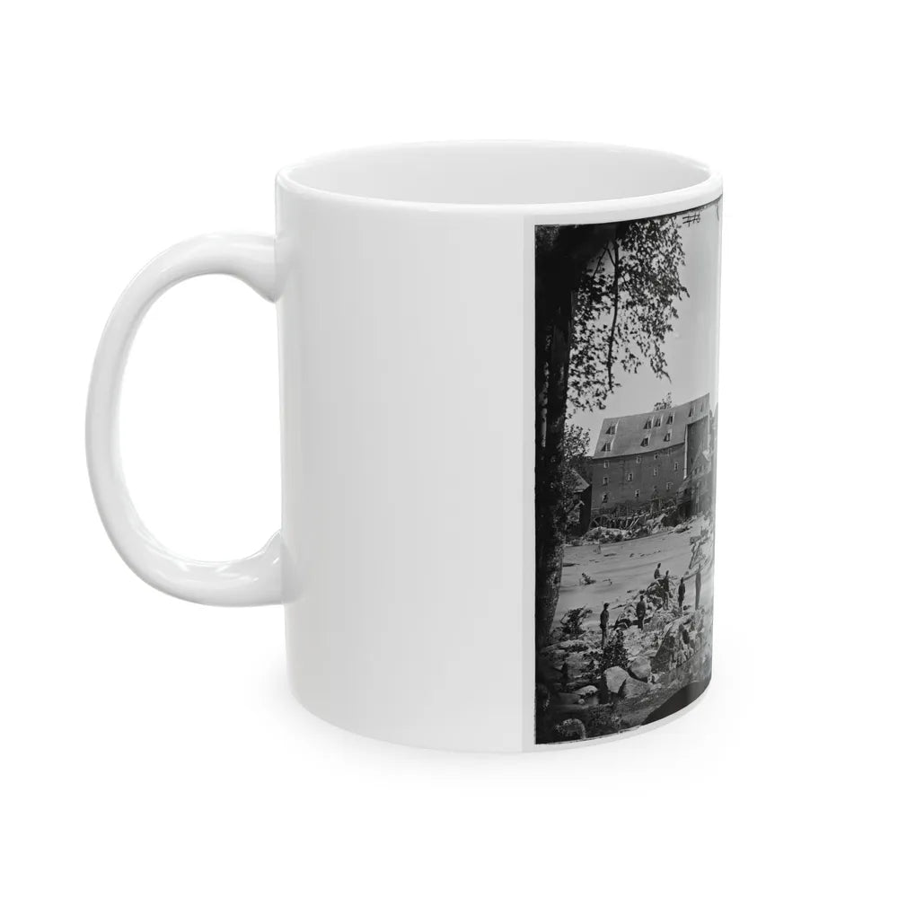 Petersburg, Va., Vicinity. Johnson's Mill On The Appomattox Near Campbell's Bridge; Soldiers Standing On Rocks In The Stream (U.S. Civil War) White Coffee Mug-Go Mug Yourself