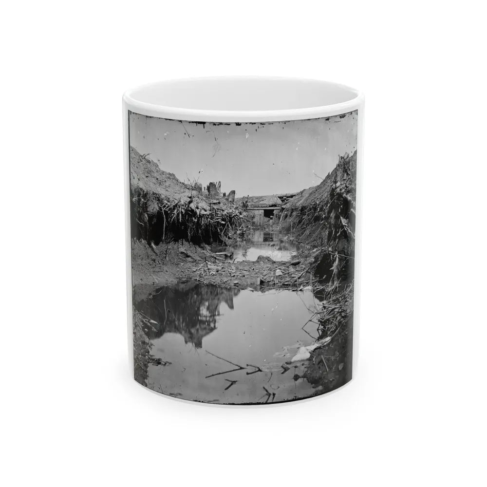 Petersburg, Va. Water-Filled Ditch On West Side Of Fort Sedgwick (U.S. Civil War) White Coffee Mug-11oz-Go Mug Yourself