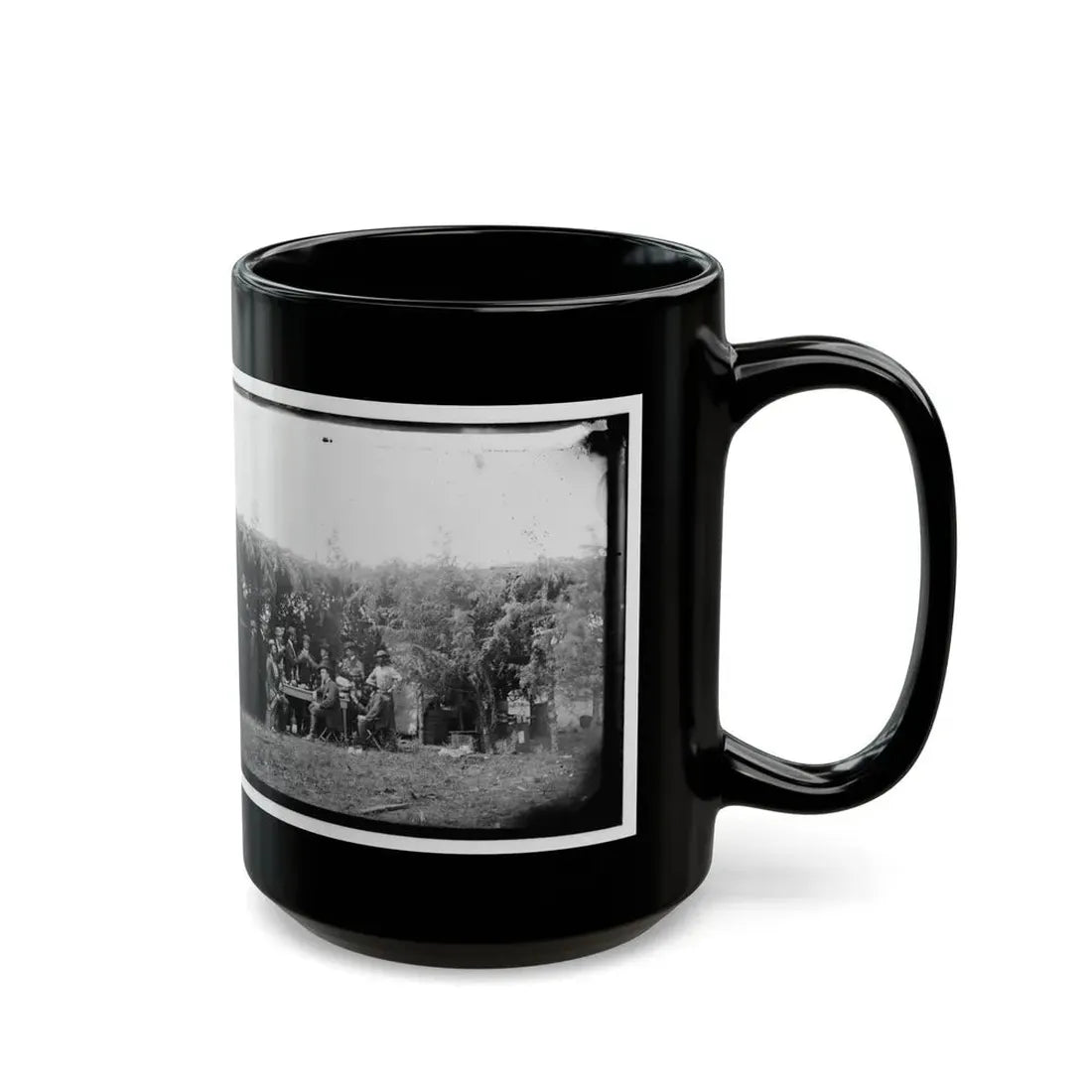 Petersburg, Virginia. Group At Telegraphic Corps Quarters. Headquarters, Army Of The Potomac (U.S. Civil War) Black Coffee Mug - Go Mug Yourself