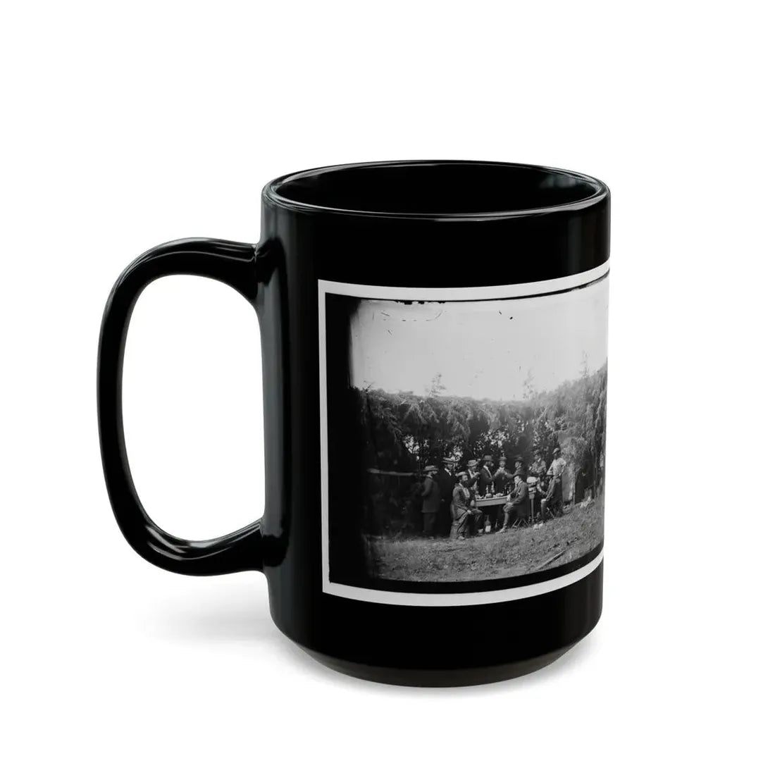 Petersburg, Virginia. Group At Telegraphic Corps Quarters. Headquarters, Army Of The Potomac (U.S. Civil War) Black Coffee Mug - Go Mug Yourself