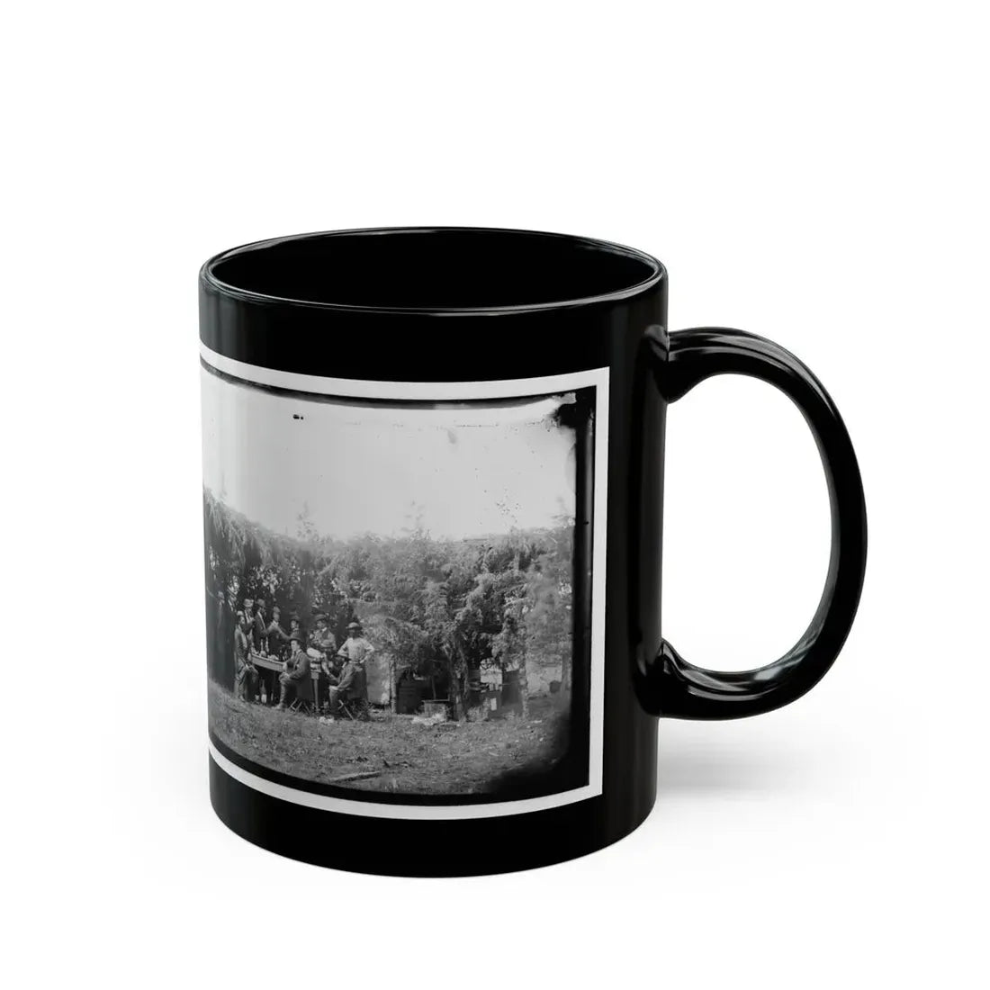 Petersburg, Virginia. Group At Telegraphic Corps Quarters. Headquarters, Army Of The Potomac (U.S. Civil War) Black Coffee Mug - Go Mug Yourself