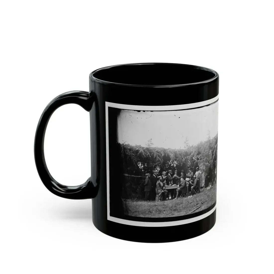 Petersburg, Virginia. Group At Telegraphic Corps Quarters. Headquarters, Army Of The Potomac (U.S. Civil War) Black Coffee Mug - Go Mug Yourself