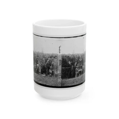 Petersburg, Virginia. Group At Telegraphic Corps Quarters. Headquarters, Army Of The Potomac (U.S. Civil War) White Coffee Mug 15oz - Go Mug Yourself
