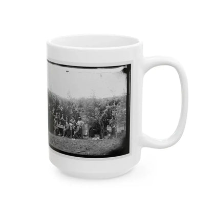 Petersburg, Virginia. Group At Telegraphic Corps Quarters. Headquarters, Army Of The Potomac (U.S. Civil War) White Coffee Mug - Go Mug Yourself