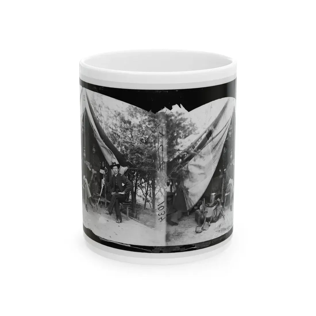 Petersburg, Virginia . Officer And Men Of Company E, 1st New York Engineers (U.S. Civil War) White Coffee Mug 11oz - Go Mug Yourself