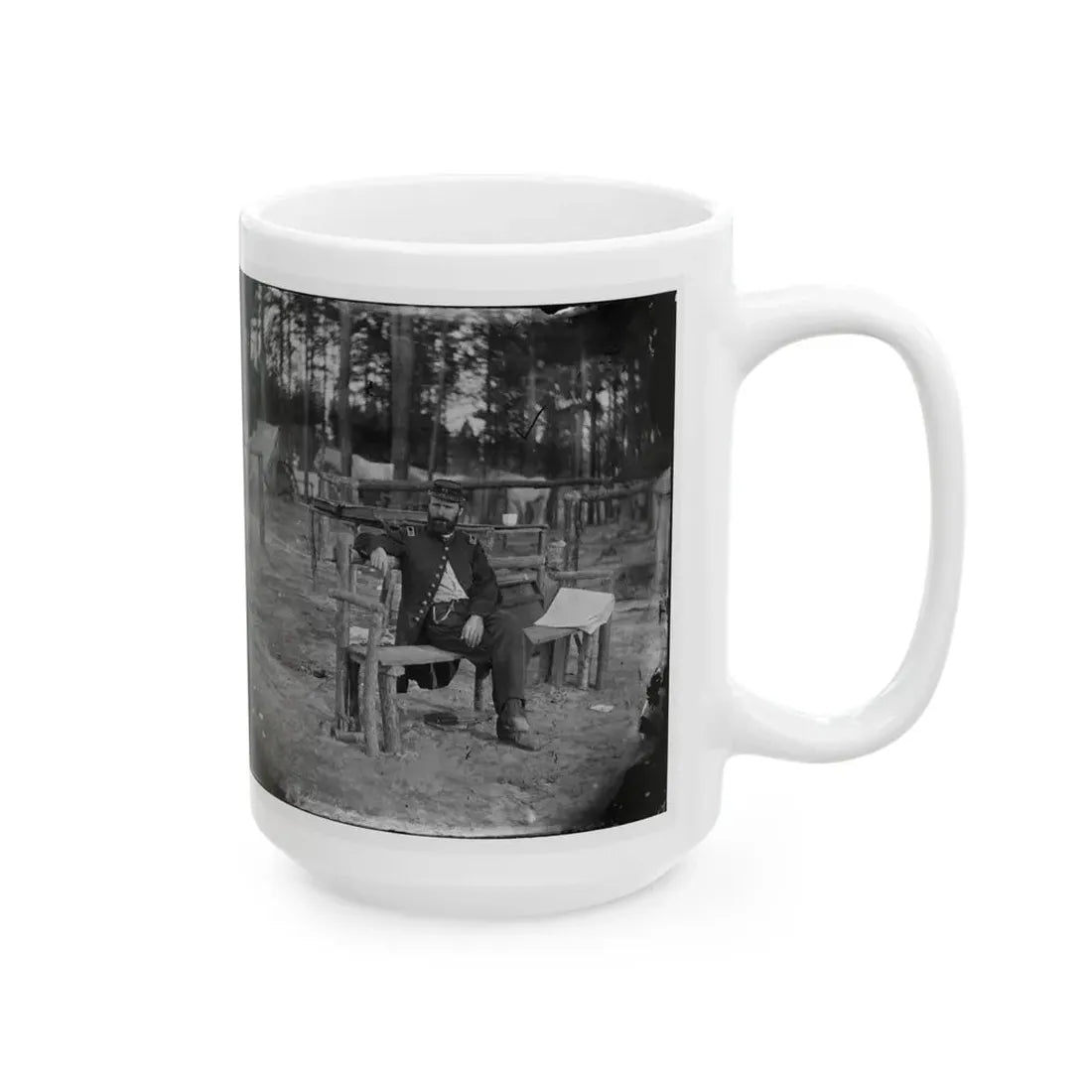 Petersburg, Virginia. Officer Seated 001 (U.S. Civil War) White Coffee Mug - Go Mug Yourself