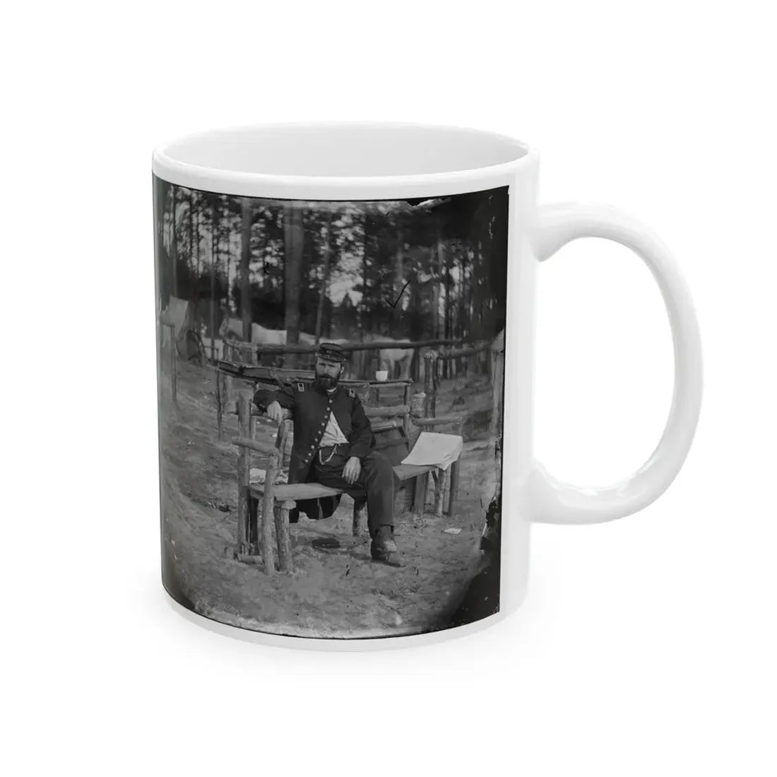 Petersburg, Virginia. Officer Seated 001 (U.S. Civil War) White Coffee Mug - Go Mug Yourself