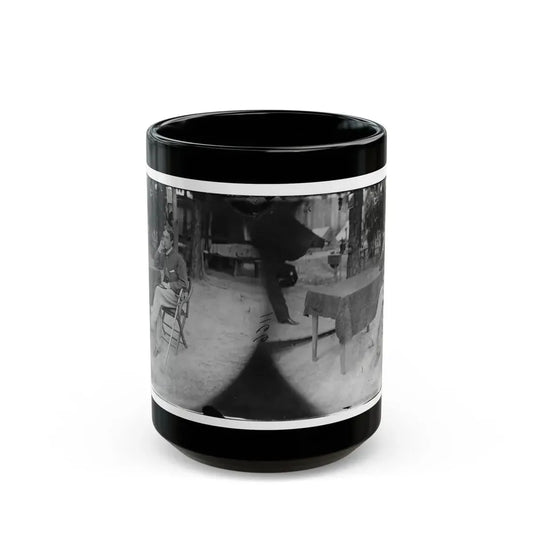 Petersburg, Virginia. Soldier Seated At Table (U.S. Civil War) Black Coffee Mug 15oz - Go Mug Yourself