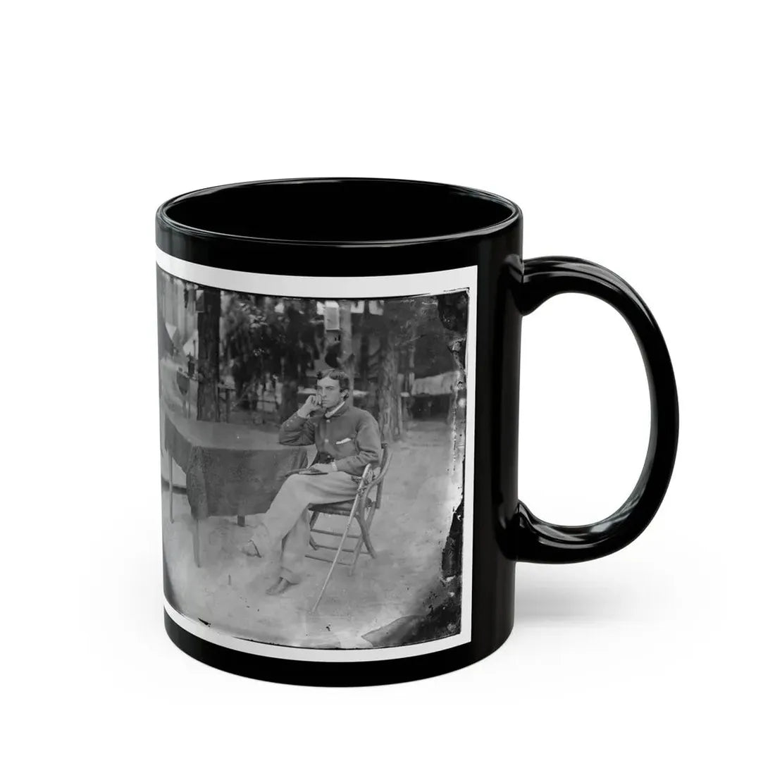 Petersburg, Virginia. Soldier Seated At Table (U.S. Civil War) Black Coffee Mug - Go Mug Yourself