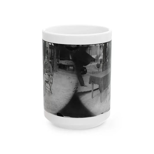Petersburg, Virginia. Soldier Seated At Table (U.S. Civil War) White Coffee Mug 15oz - Go Mug Yourself