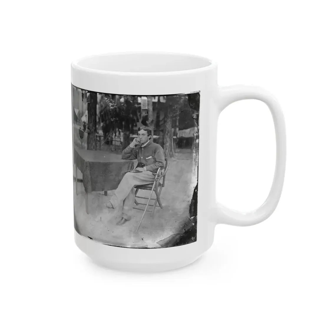 Petersburg, Virginia. Soldier Seated At Table (U.S. Civil War) White Coffee Mug - Go Mug Yourself