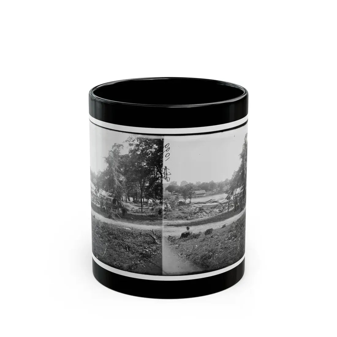 Petersburg, Virginia (Vicinity). View Of James River And Photographic Wagon Of Engineer Corps (U.S. Civil War) Black Coffee Mug 11oz - Go Mug Yourself