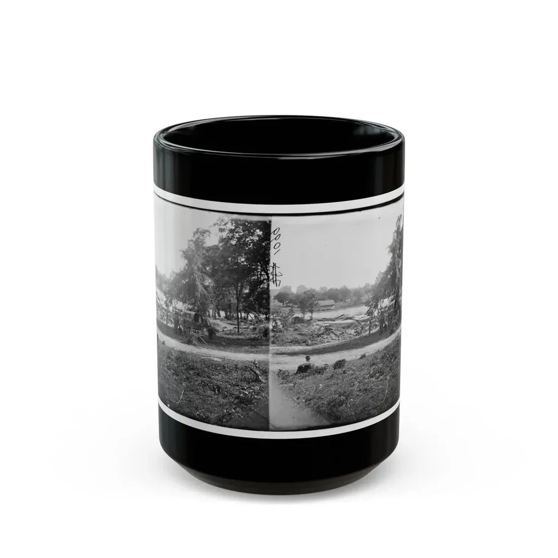 Petersburg, Virginia (Vicinity). View Of James River And Photographic Wagon Of Engineer Corps (U.S. Civil War) Black Coffee Mug 15oz - Go Mug Yourself