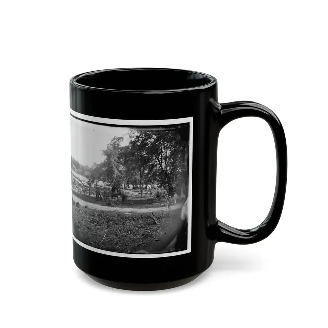 Petersburg, Virginia (Vicinity). View Of James River And Photographic Wagon Of Engineer Corps (U.S. Civil War) Black Coffee Mug - Go Mug Yourself