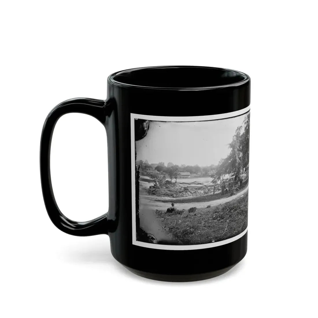 Petersburg, Virginia (Vicinity). View Of James River And Photographic Wagon Of Engineer Corps (U.S. Civil War) Black Coffee Mug - Go Mug Yourself
