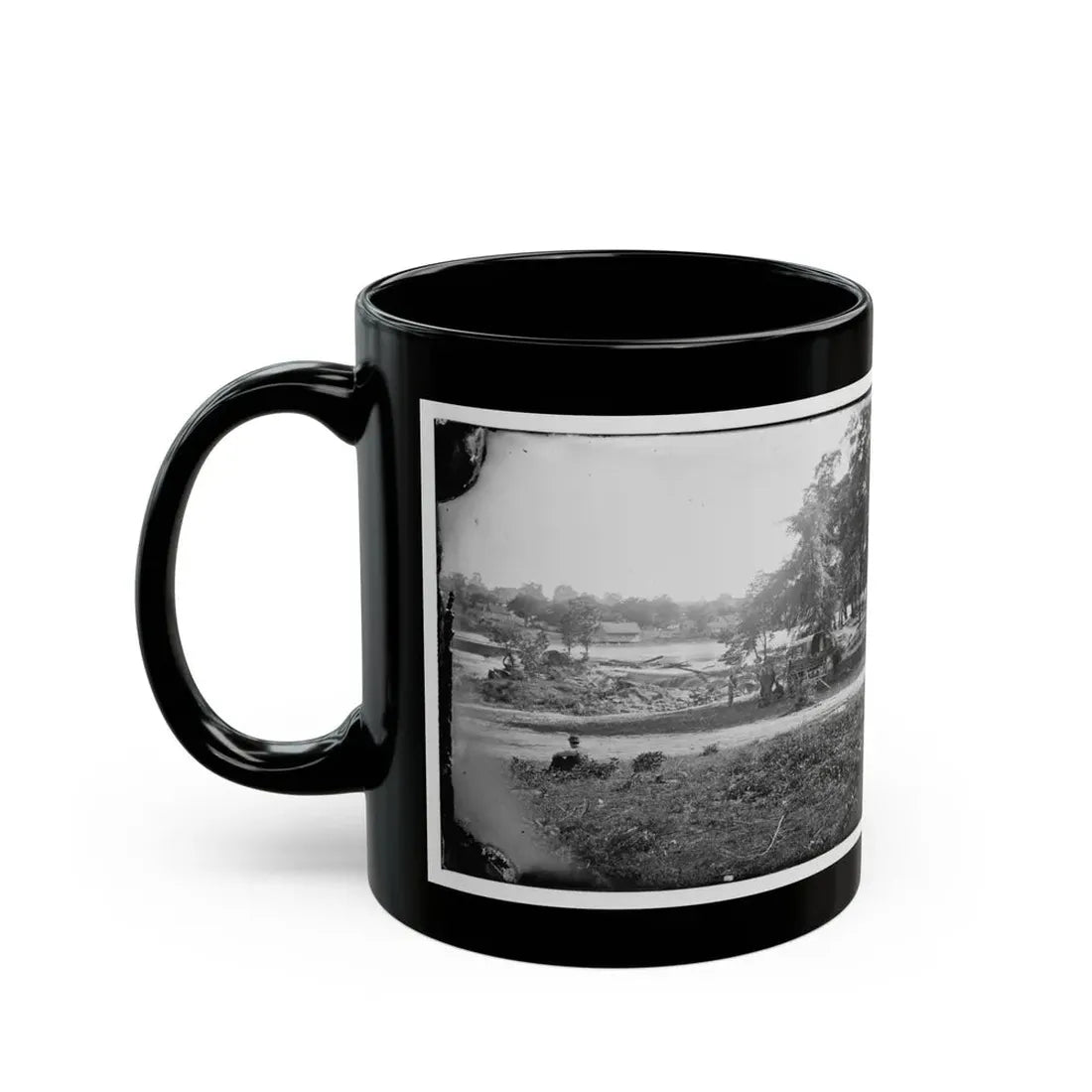Petersburg, Virginia (Vicinity). View Of James River And Photographic Wagon Of Engineer Corps (U.S. Civil War) Black Coffee Mug - Go Mug Yourself