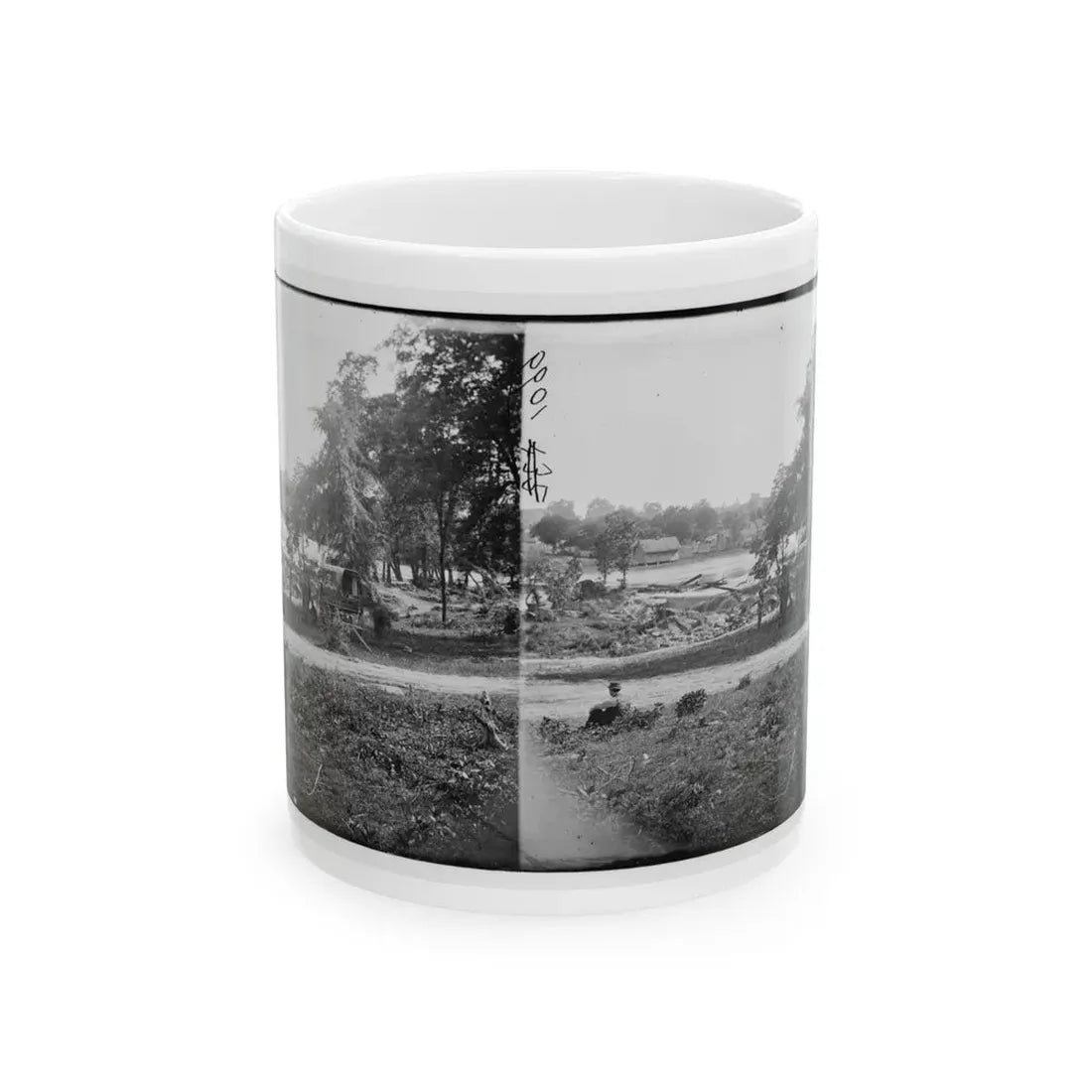 Petersburg, Virginia (Vicinity). View Of James River And Photographic Wagon Of Engineer Corps (U.S. Civil War) White Coffee Mug 11oz - Go Mug Yourself