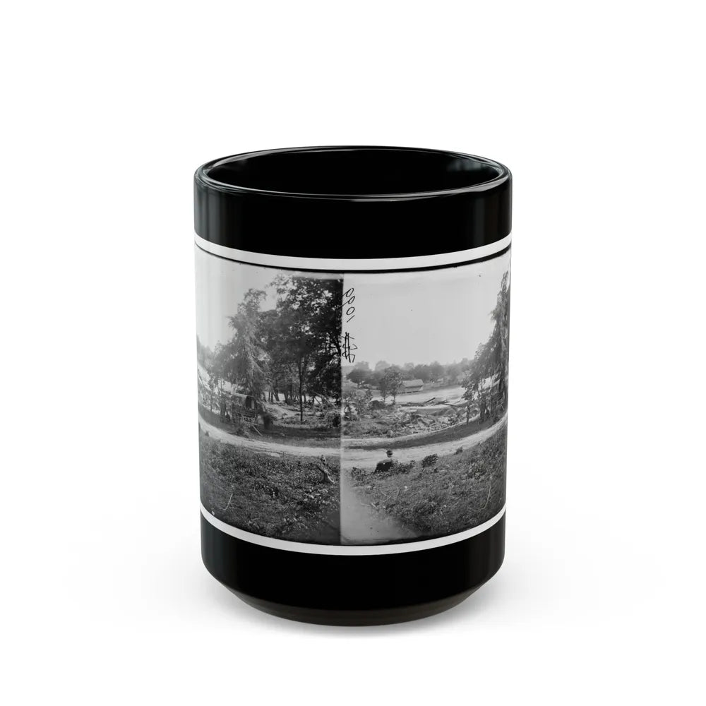 Petersburg, Virginia (Vicinity). View Of James River And Photographic Wagon Of Engineer Corps (U.S. Civil War) Black Coffee Mug-15oz-Go Mug Yourself