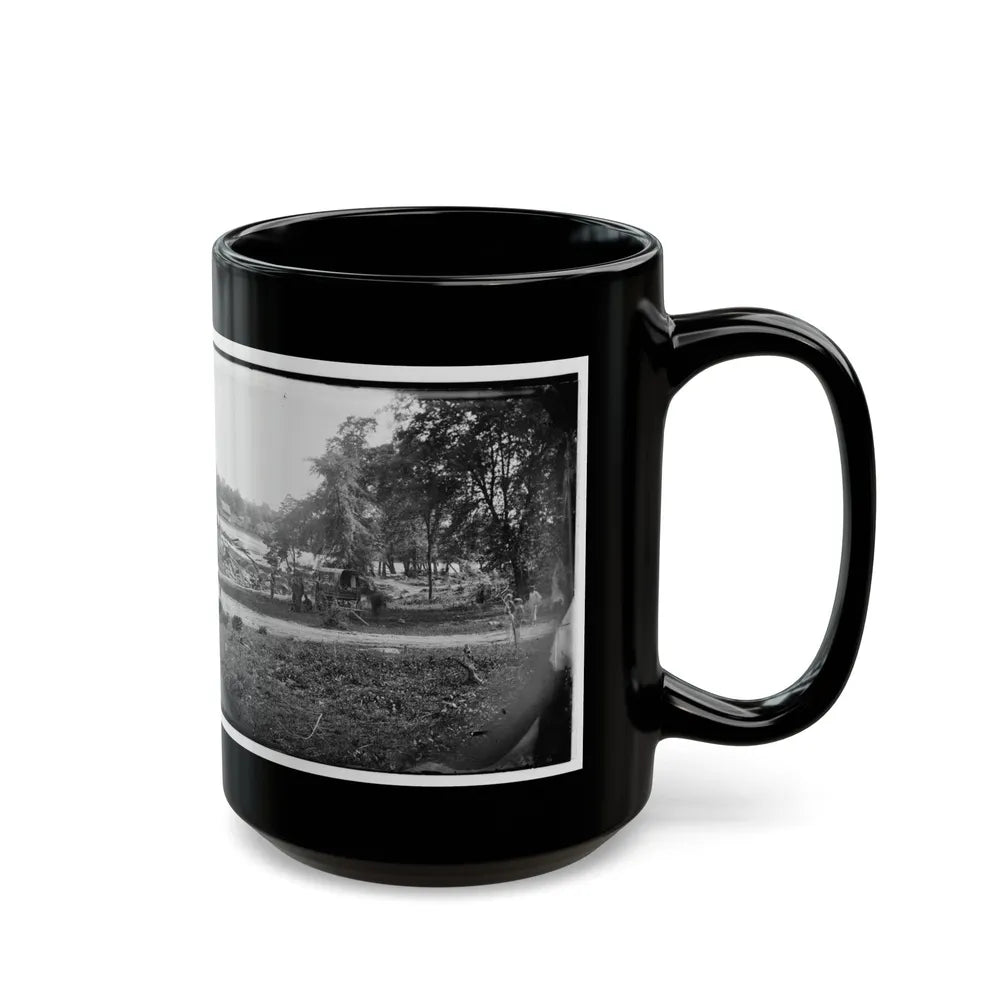 Petersburg, Virginia (Vicinity). View Of James River And Photographic Wagon Of Engineer Corps (U.S. Civil War) Black Coffee Mug-Go Mug Yourself