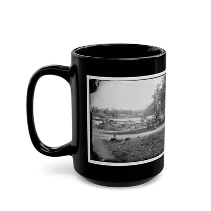 Petersburg, Virginia (Vicinity). View Of James River And Photographic Wagon Of Engineer Corps (U.S. Civil War) Black Coffee Mug-Go Mug Yourself