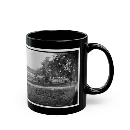 Petersburg, Virginia (Vicinity). View Of James River And Photographic Wagon Of Engineer Corps (U.S. Civil War) Black Coffee Mug-Go Mug Yourself