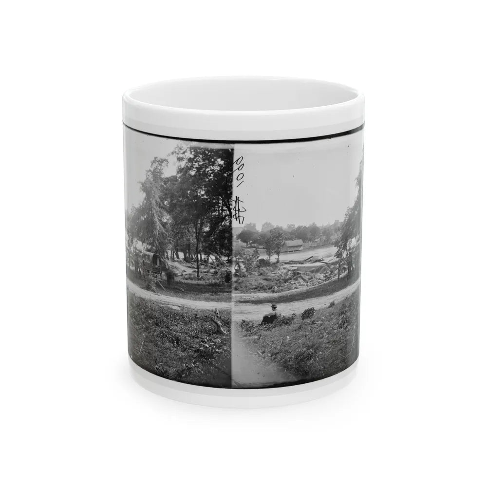 Petersburg, Virginia (Vicinity). View Of James River And Photographic Wagon Of Engineer Corps (U.S. Civil War) White Coffee Mug-11oz-Go Mug Yourself