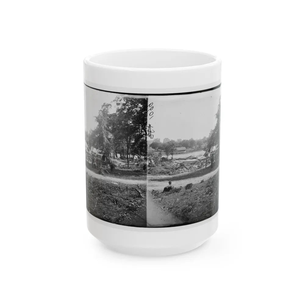 Petersburg, Virginia (Vicinity). View Of James River And Photographic Wagon Of Engineer Corps (U.S. Civil War) White Coffee Mug-15oz-Go Mug Yourself