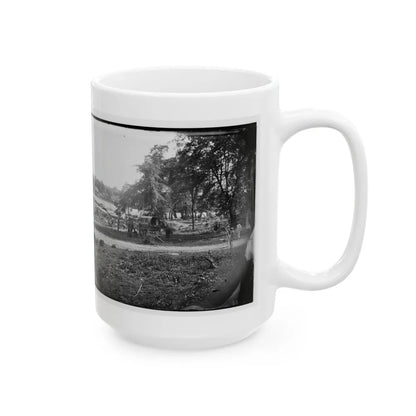 Petersburg, Virginia (Vicinity). View Of James River And Photographic Wagon Of Engineer Corps (U.S. Civil War) White Coffee Mug-Go Mug Yourself