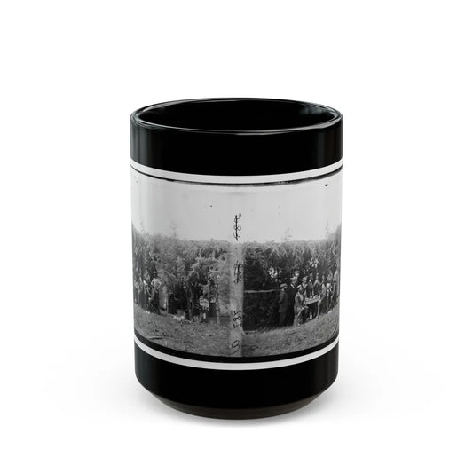 Petersburg, Virginia. Group At Telegraphic Corps Quarters. Headquarters, Army Of The Potomac (U.S. Civil War) Black Coffee Mug-15oz-Go Mug Yourself