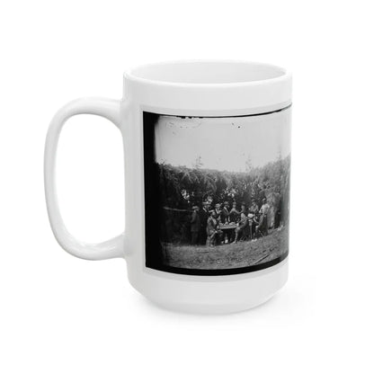 Petersburg, Virginia. Group At Telegraphic Corps Quarters. Headquarters, Army Of The Potomac (U.S. Civil War) White Coffee Mug-Go Mug Yourself