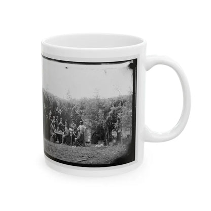 Petersburg, Virginia. Group At Telegraphic Corps Quarters. Headquarters, Army Of The Potomac (U.S. Civil War) White Coffee Mug-Go Mug Yourself