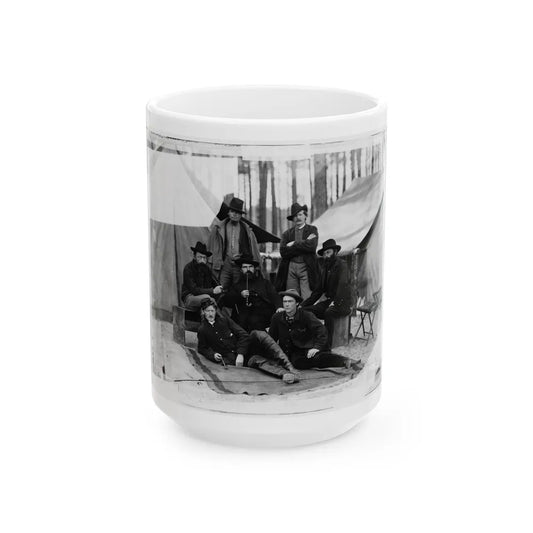 Petersburg, Virginia. Group Of Engineers And Draughtsmen, Headquarters, Army Of The Potomac (U.S. Civil War) White Coffee Mug-15oz-Go Mug Yourself