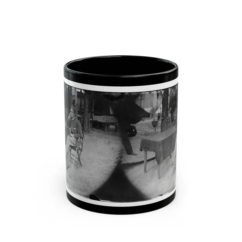 Petersburg, Virginia. Soldier Seated At Table (U.S. Civil War) Black Coffee Mug-11oz-Go Mug Yourself