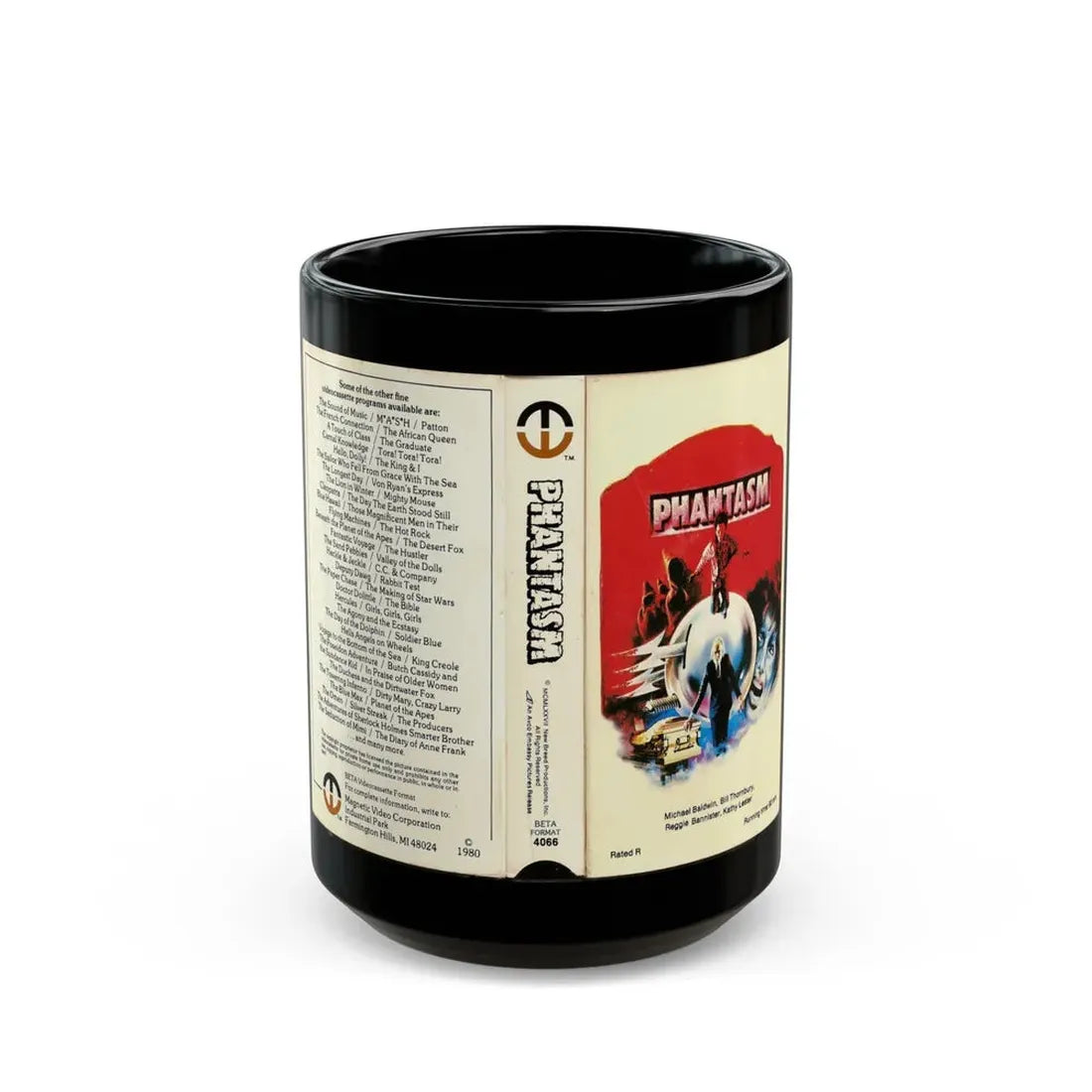 PHANTASM MAGNETIC VIDEO CORPORATION (VHS COVER) - Black Coffee Mug 15oz - Go Mug Yourself