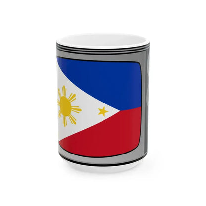 PHI flag on television (Philippines) White Coffee Mug 15oz - Go Mug Yourself