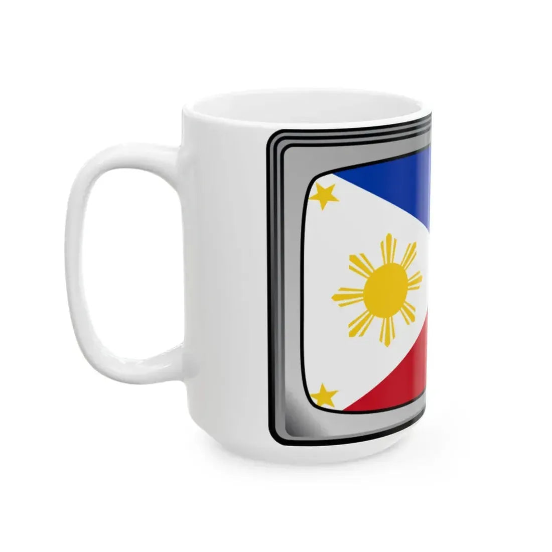 PHI flag on television (Philippines) White Coffee Mug - Go Mug Yourself