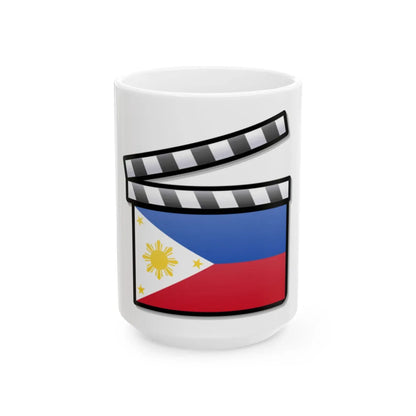 Philippines film clapperboard (Philippines) White Coffee Mug 15oz - Go Mug Yourself
